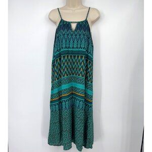 Prana Nari Midi Dress Green Blue Womens Size Large Sundress Halter Lightweight